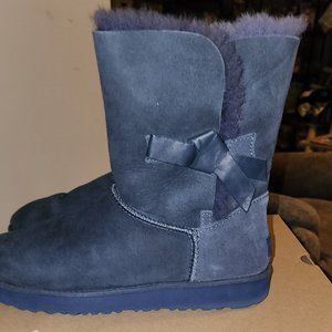 Navy Blue Classic Knot Short Boot with Bow-9.5